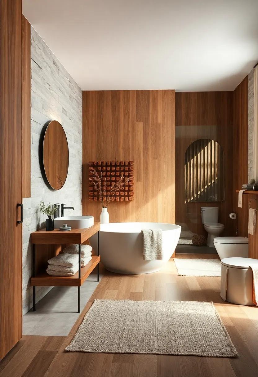 Layered ⁣Textures: ⁤Mix wood ‌finishes⁤ with⁣ plush textiles, such as​ towels ⁤and rugs, to ​create ⁢a ⁤warm and inviting atmosphere