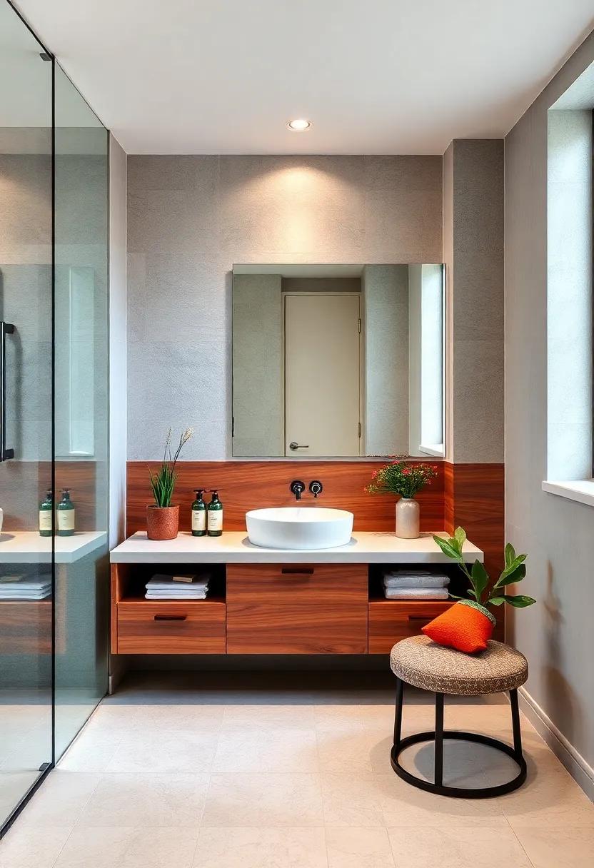 Warm Wooden ⁤Accents: Incorporate wooden shelves to⁢ display⁣ bathroom ⁤essentials and ‌add‌ warmth to your décor