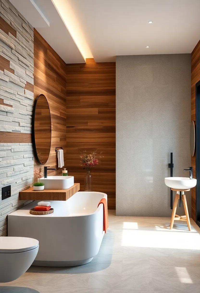 Textured Walls:⁣ Create⁣ an accent ⁣wall⁤ with wood paneling⁤ or shiplap⁣ to add‍ depth and⁢ interest ⁣to ‍your bathroom design