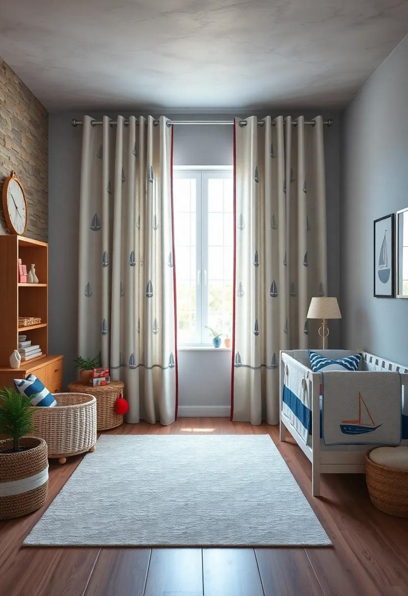 Nautical Curtains - Dress the ⁣windows with lightweight drapes adorned with sailboats or ⁢seashells, allowing​ soft sunlight to filter in while adding style