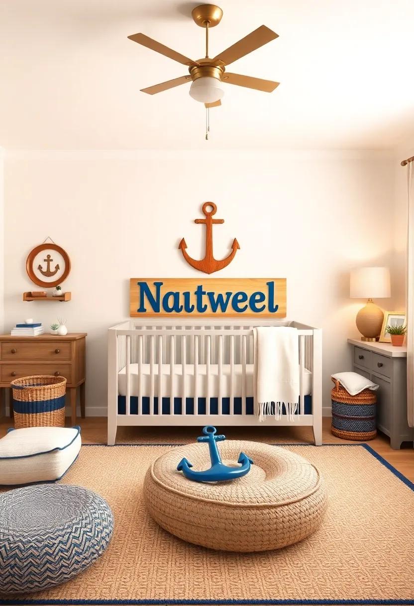 Nautical Name Sign - Personalize your ​nursery with a wooden name sign⁣ painted in nautical colors to provide a charming touch uniquely for your‌ baby
