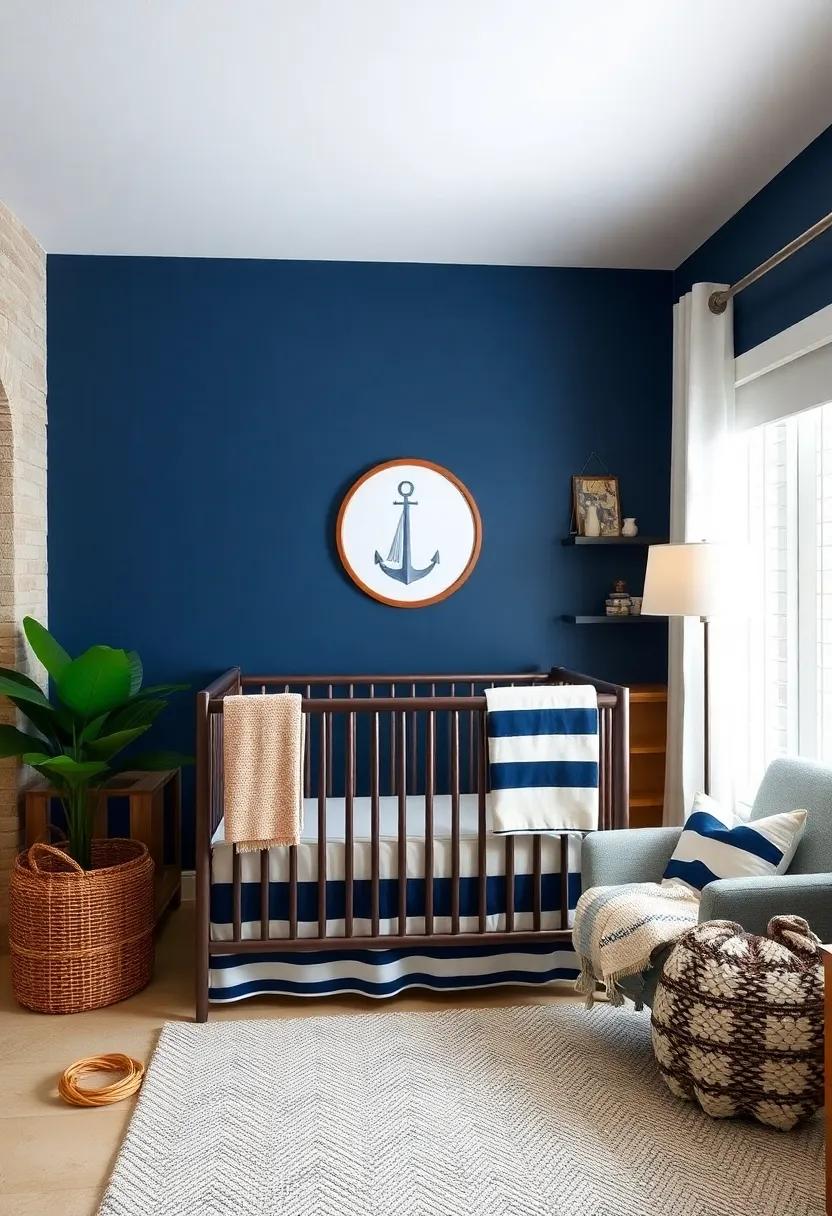 sail​ away with Striped Bedding - Opt for a nautical-themed crib​ set featuring classic navy and white stripes​ for ‌an instant sea-inspired transformation