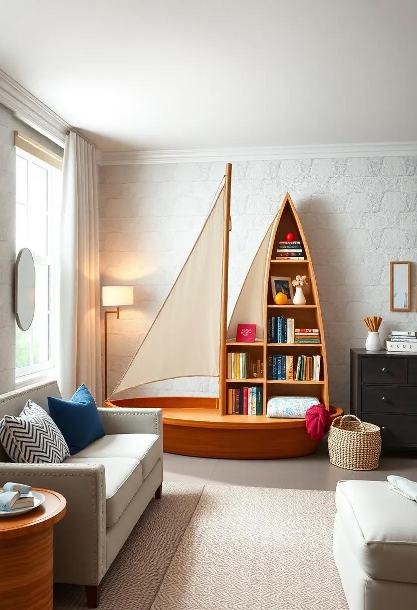 Sailboat Bookshelf ⁤- Create a whimsical reading nook with ​a bookshelf designed like‍ a sailboat,​ encouraging early literacy ⁤in a fun way