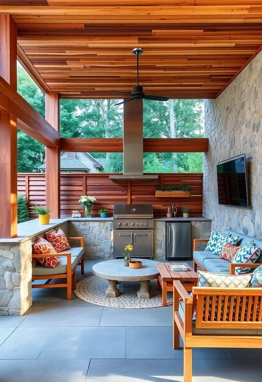 Cedar - With its aromatic scent and natural insect-repellent properties, cedar​ adds a rustic‌ charm and functionality to any​ outdoor kitchen