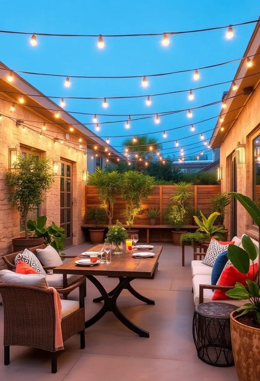 Firefly‍ Effect:‌ Opt​ for small, twinkling ‍string lights to ‌mimic the soft glow of fireflies,‌ creating a whimsical setting perfect for evening meals