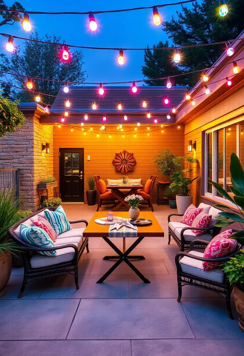 Sheer Curtain Backdrop: Combine string lights with sheer outdoor curtains‌ for⁤ a dreamy backdrop that softens the evening glow