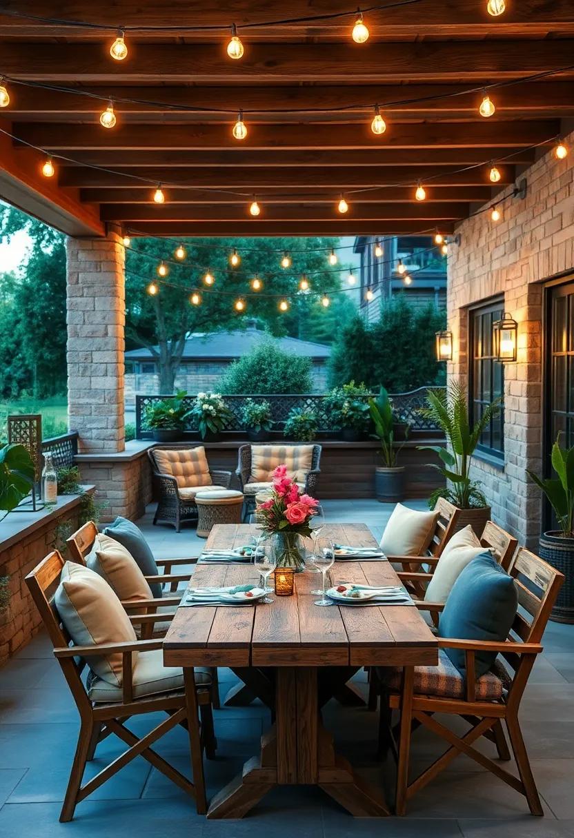 Rustic Reclaimed ⁤Decor: Pair rustic‌ wood furniture with warm white string lights for a‌ cozy and inviting atmosphere⁤ reminiscent⁤ of countryside dining