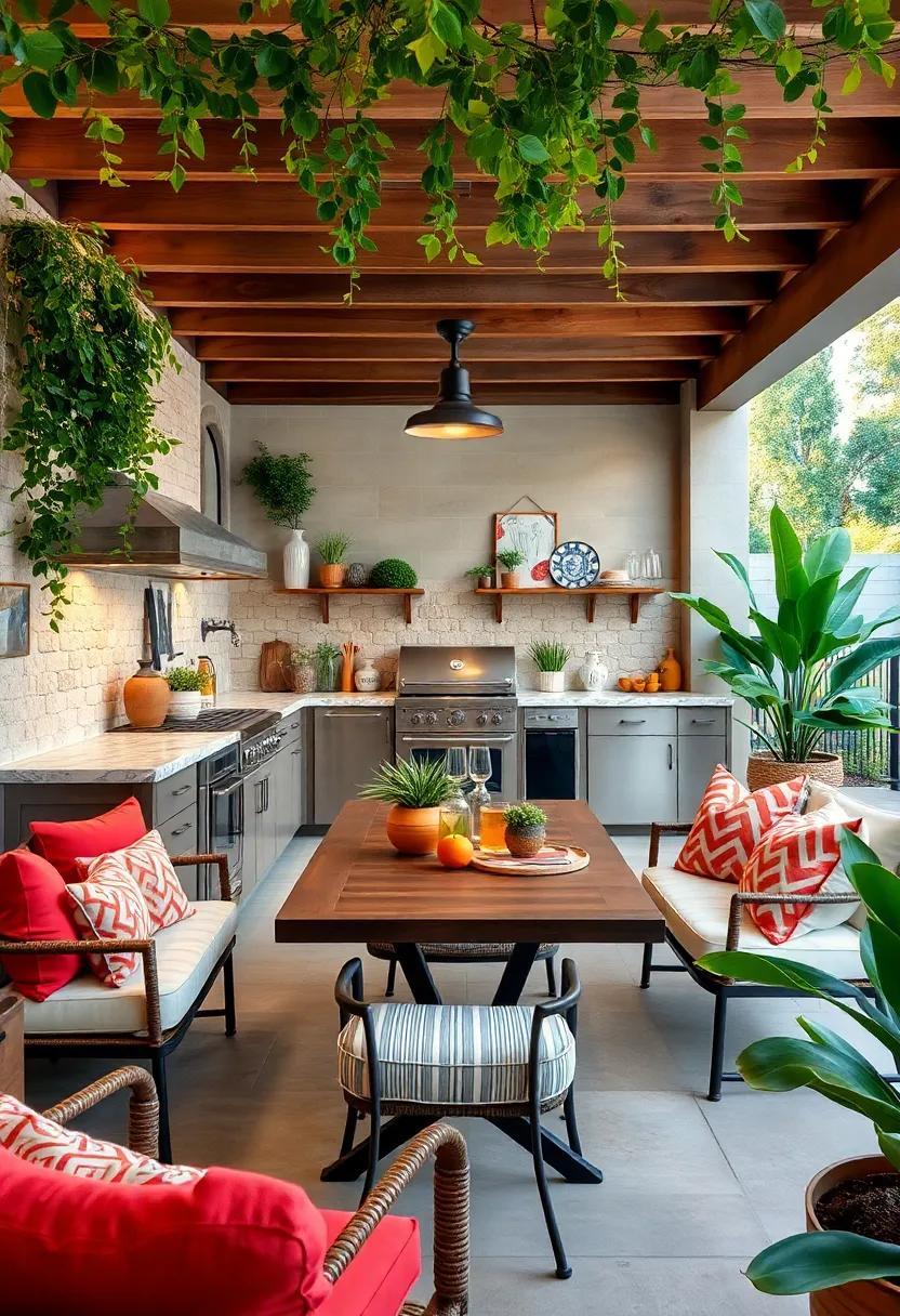 Experience an artist’s haven with a creatively ⁢designed⁢ outdoor kitchen featuring bright colors, eclectic‌ dining furniture, and plenty of space⁢ for hosting artistic gatherings