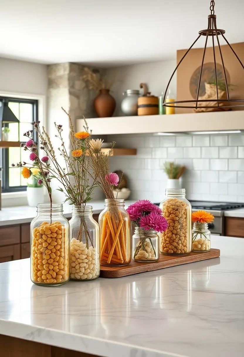 Canning Jars as Decor: Fill canning‍ jars with seasonal items⁣ such as dried flowers or pasta to create beautiful, ⁣rustic centerpieces