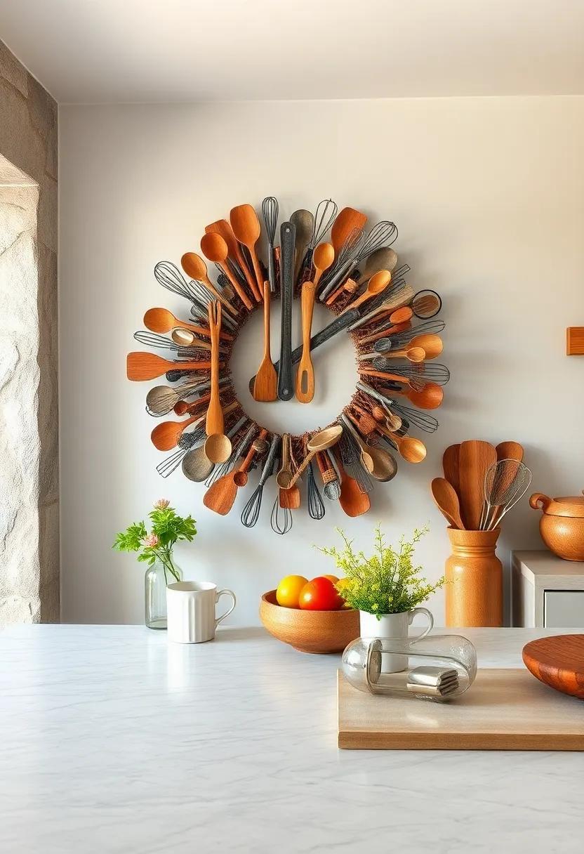 Kitchen ‌Utensil Wreath: Craft a⁤ seasonal ‌wreath ‍from kitchen ‍utensils like⁤ whisks⁣ and spatulas to hang on your⁢ door or walls, celebrating the‍ art of cooking
