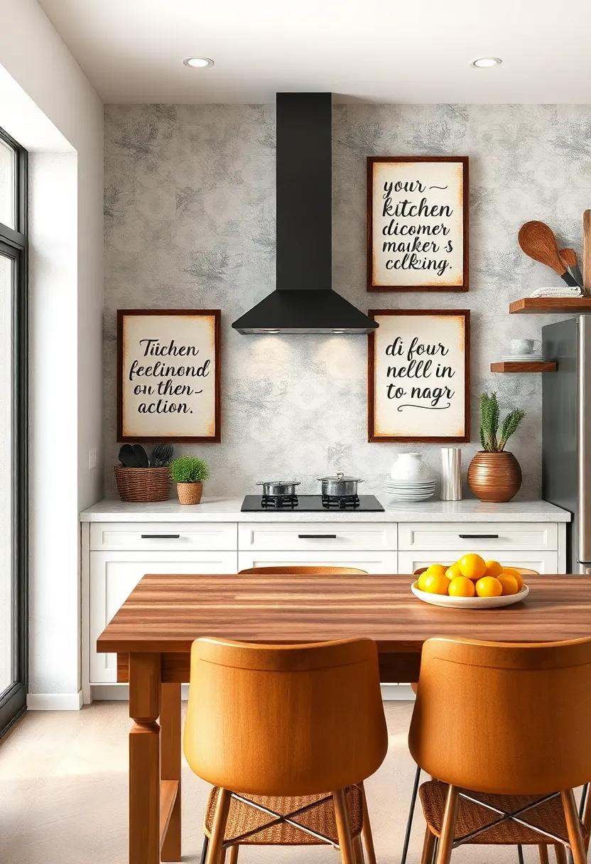 Painted Picture Frames with kitchen Quotes: Decorate ⁣your walls with picture frames ‌containing inspiring kitchen quotes, adding motivation‍ to‍ your cooking