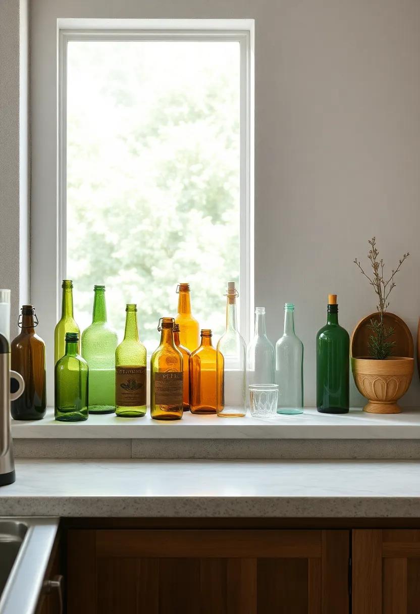 Vintage Glass Bottles Display: Collect and display assorted⁤ vintage glass bottles on your windowsill or shelf for a‌ splash of character ⁤and color