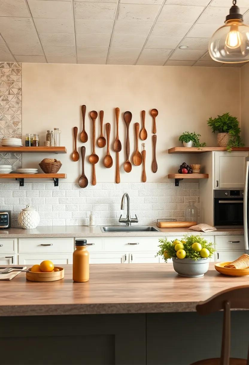 Vintage Wooden Spoon Wall Art: Arrange a collection of‌ old wooden spoons in a shadow box or hang them directly on your wall for a rustic touch