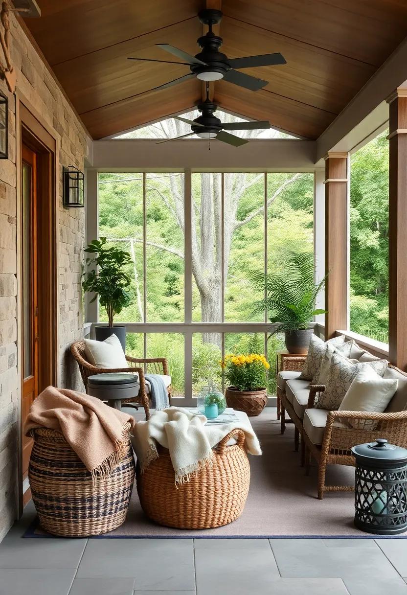 Cozy Blanket Baskets: Incorporate woven baskets filled ⁤with cozy throws to invite relaxation while enhancing the rustic charm of the porch