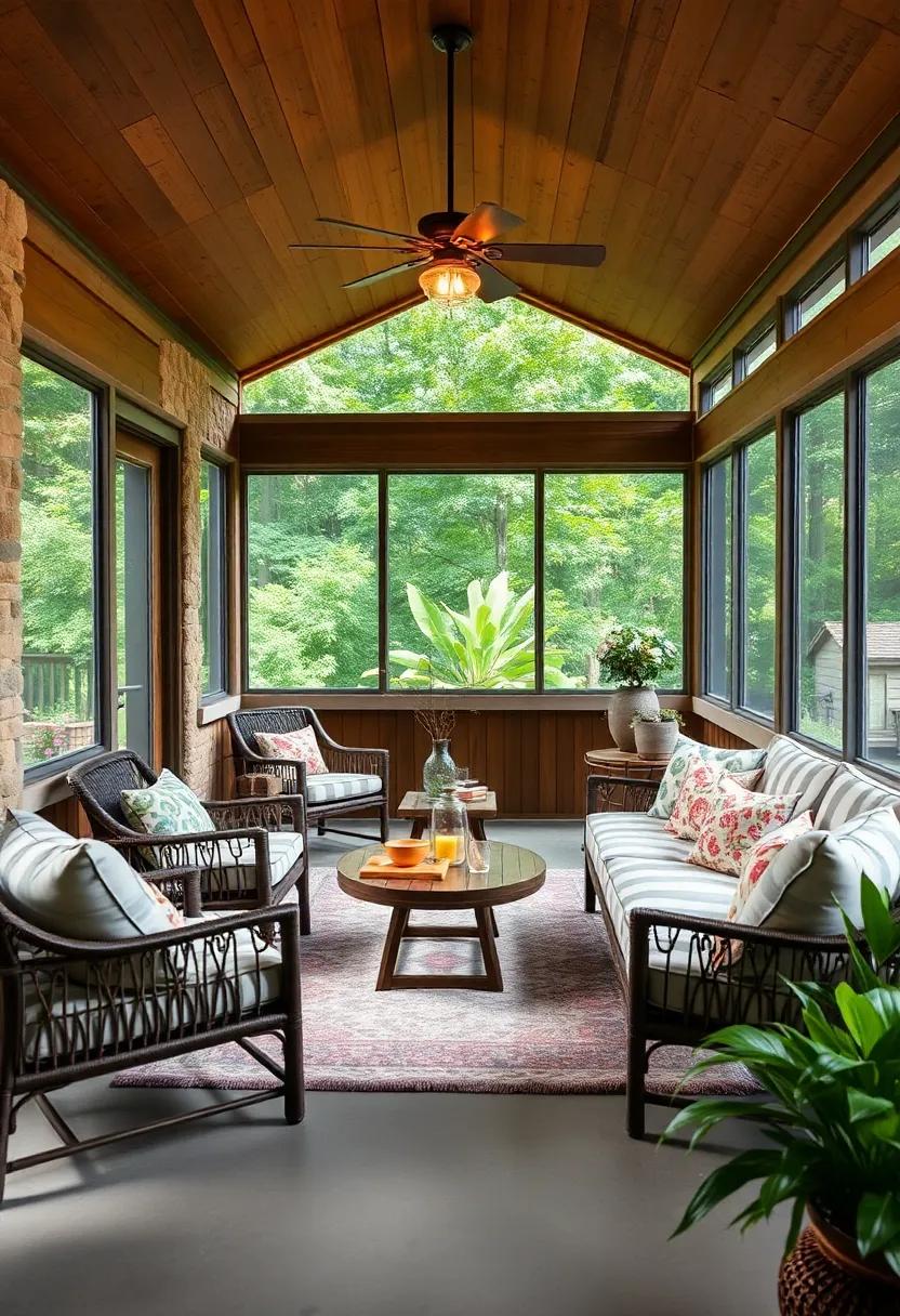 Cottage Chic Vibe: Soft pastels and floral ‍patterns can beautifully contrast with ‍rustic wood, creating a light, airy‍ feel‍ on your screened porch