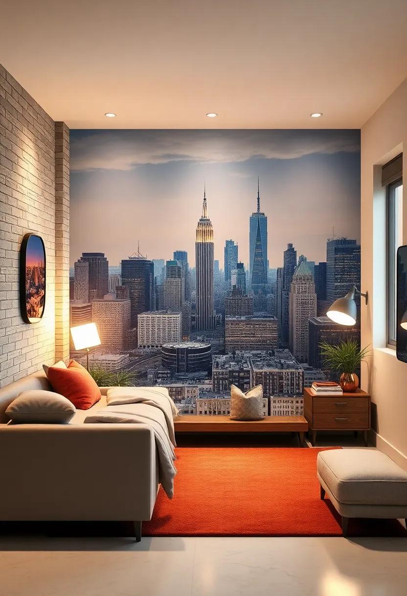 City‍ Skyline: Turn your ‍room into an urban oasis ​with a panoramic⁢ mural of your ⁤favorite⁣ city skyline, adding a ⁢touch of sophistication and excitement to your space