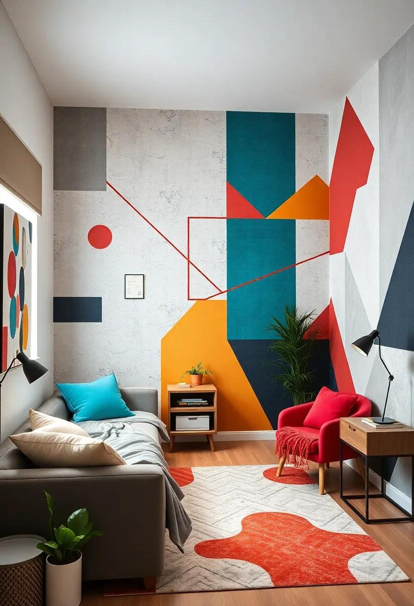 Geometric Patterns: Opt for a modern look ‍with a mural featuring striking​ geometric ‌shapes⁢ and lines in an array of colors to​ energize and modernize​ your small room