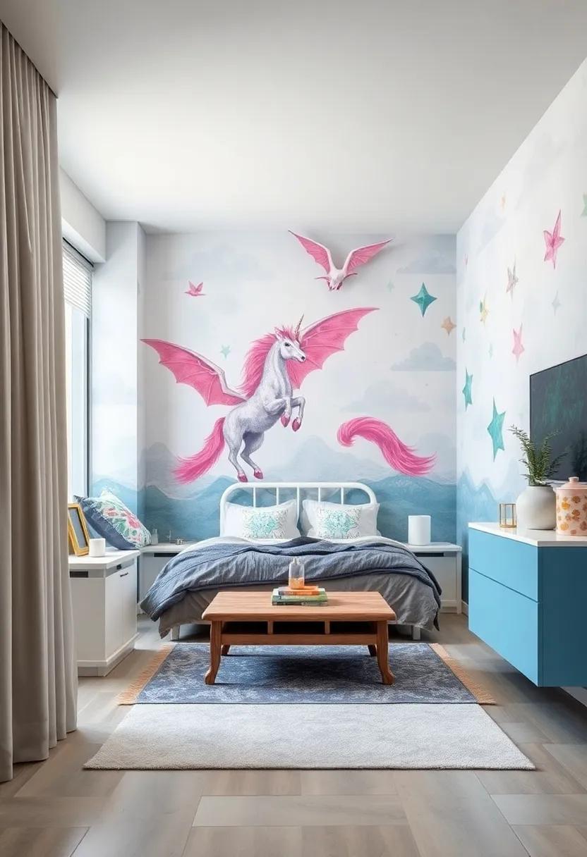 Magical ⁣Murals:‍ Create a mural featuring mystical creatures like unicorns or dragons,‌ transforming your space ⁤into an ⁣enchanting haven‌ for‌ daydreamers