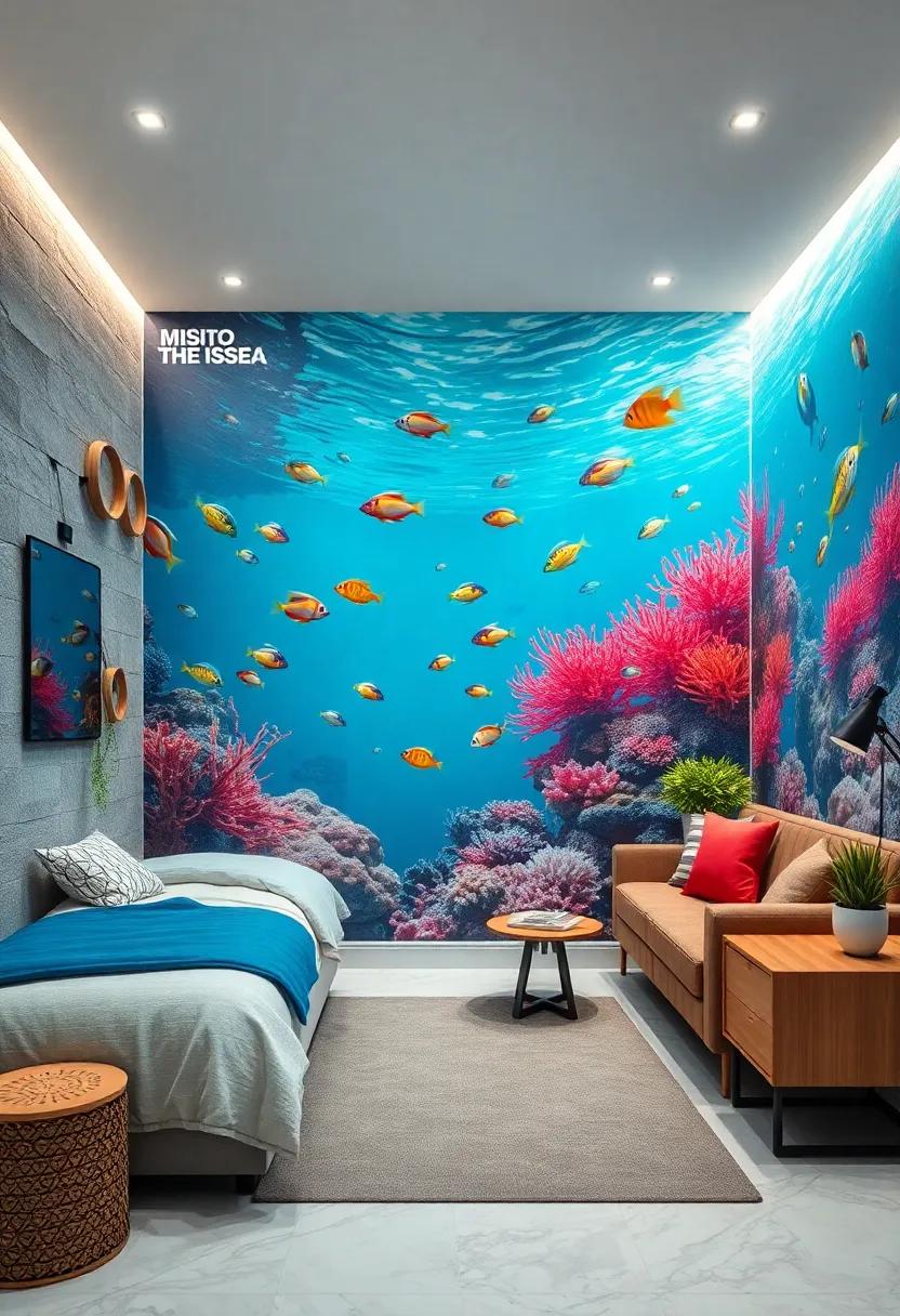 Under the Sea: Dive‍ into an ocean-themed mural ⁢with vibrant coral⁣ reefs and colorful‌ fish, turning your small room‌ into a⁤ magical underwater world