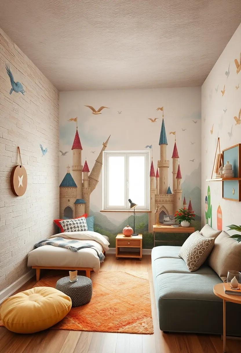 Whimsical World: Design ‌a playful environment with a fairy tale⁣ mural illustrating⁣ charming castles⁢ and mythical creatures, perfect for sparking your sense of wonder