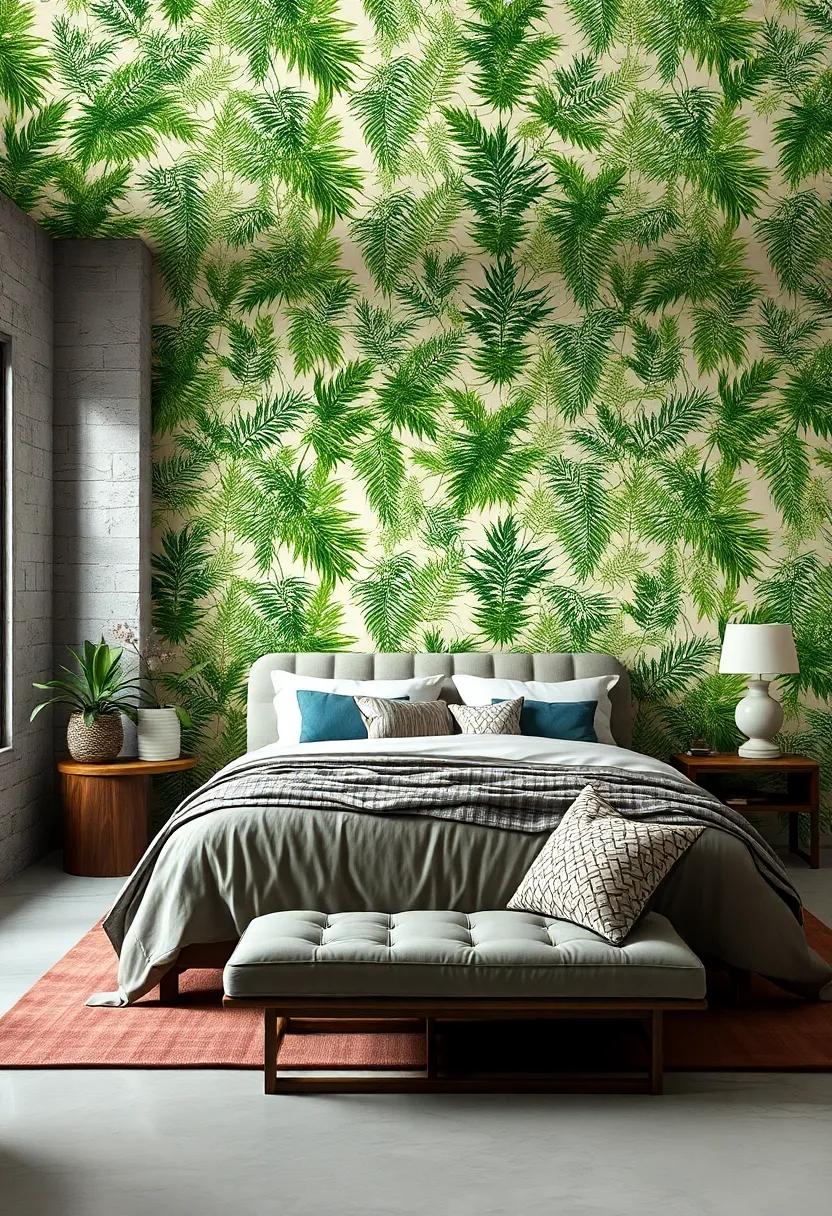 Fern Patterns: Frame your sleeping area with delicate fern wallpaper that⁢ creates⁤ a fresh‍ and airy backdrop while connecting you to nature