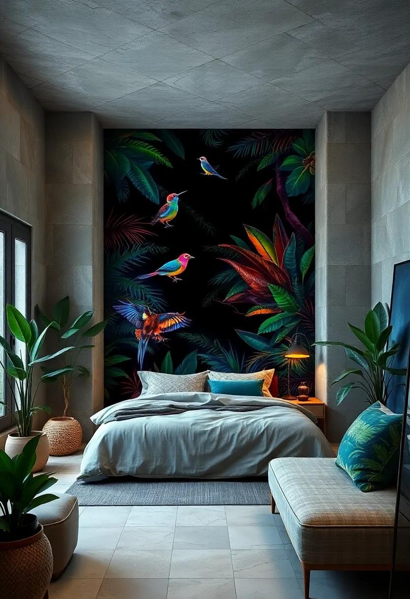 night⁤ Jungle Adventure: Choose dark-themed wallpapers with glowing ⁢tropical animals and plants to bring a sense⁣ of adventure and mystery to⁢ your space