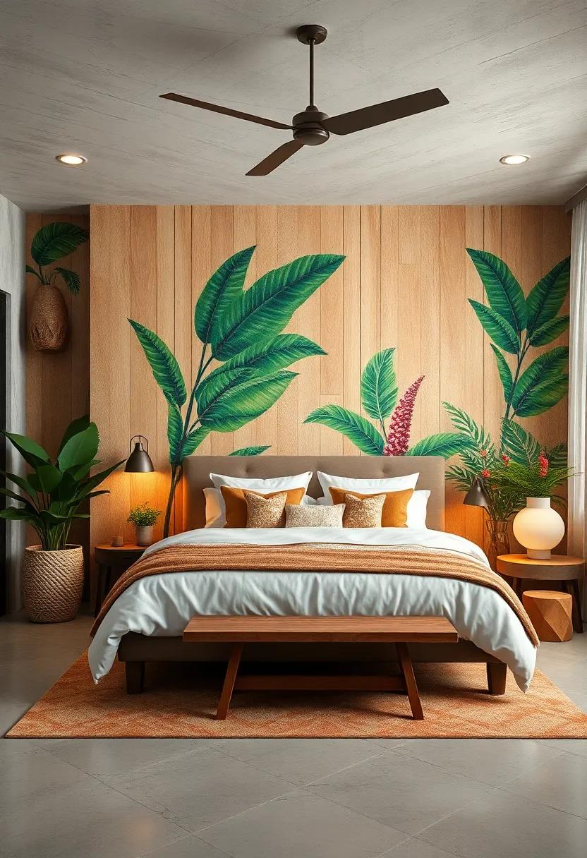 Rustic Tropical: Create a‍ cozy atmosphere ​with rustic wallpaper⁣ that combines wood textures and tropical motifs, ‌perfect for a warm, ‌inviting bedroom