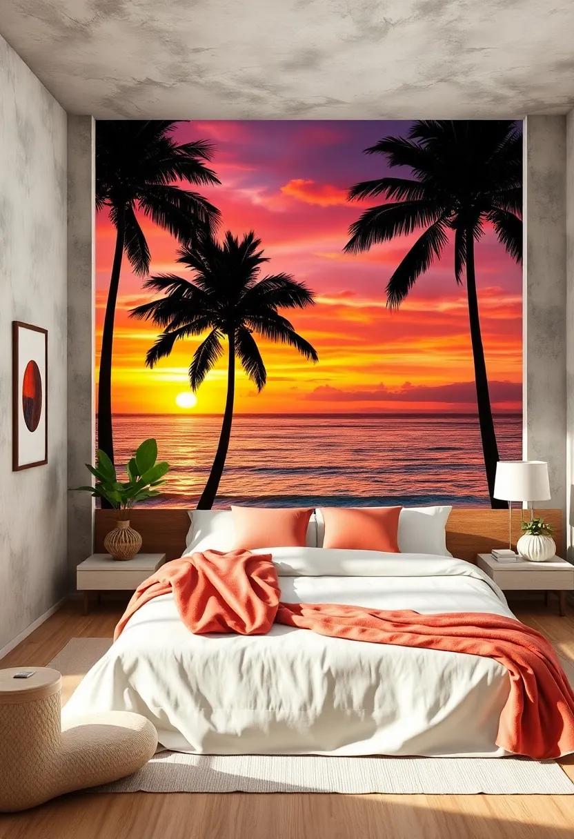 Sunset Silhouettes: Create ‌a romantic atmosphere ⁤with wallpapers depicting stunning sunset silhouettes over palm-fringed beaches, perfect for inducing‌ relaxation