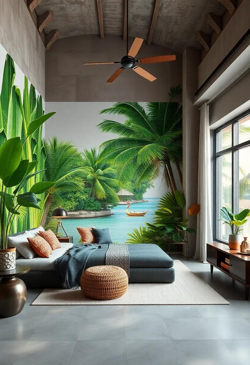 Tropical Paradise ‌Scenes: Escape into your own paradise ⁢with mural-style wallpapers that depict serene beach scenes or‍ lush⁣ rainforest ⁣landscapes