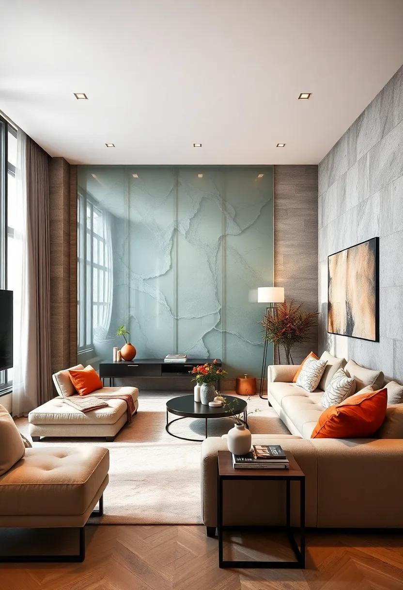 Artistic Glass: ‌A glass-panelled accent wall plays with light ​and reflection, adding an ethereal⁤ quality to living spaces, perfect for ⁤modern loft-style apartments