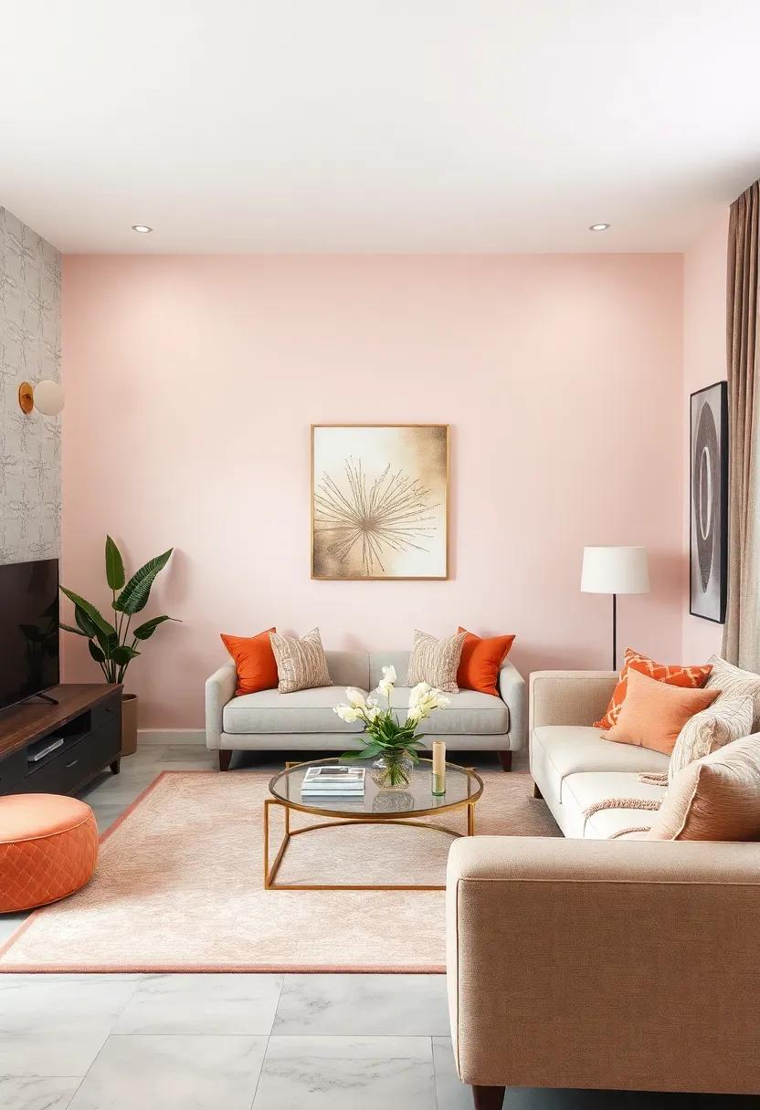 Feminine Touch: Soft blush walls paired with delicate patterns‌ and gold accents offer a sophisticated yet whimsical feminine touch ideal for ​chic apartment living