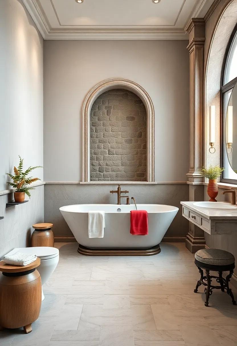 European Elegance: Capture ⁢the essence of European luxury with a marble⁣ tub and ornate⁣ stone details that ⁣evoke ⁢a sense of grandeur⁣ and refinement