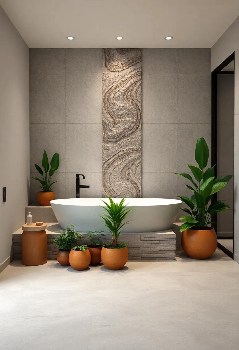 Integrated‌ Plant Life: incorporate greenery⁢ with‌ potted ​plants ‌positioned strategically⁣ around your tub, contrasting the cool stone with ​vibrant life