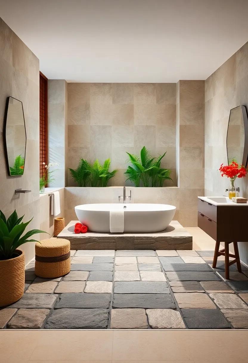 Outdoor‌ Influence: Bring ⁣in the essence of an outdoor spa with large stone pavers ​leading up to your indoor tub, creating a⁤ seamless flow​ between the⁣ two environments