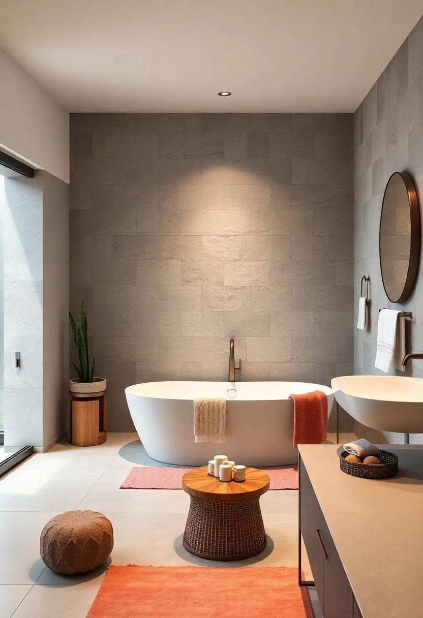 soft lighting:⁢ Illuminate⁤ your stone-accented bathroom with strategically placed lighting that⁢ highlights the textures and creates a soothing ambiance⁤ around ⁢your⁣ tub