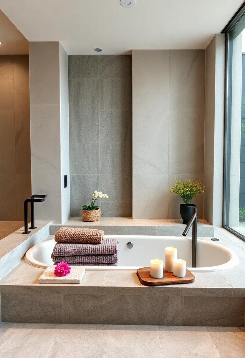 Spa-like Accessories: Enhance ⁤your tub⁢ experience with plush towels, natural‌ stone trays,⁣ and aromatic candles that effortlessly elevate the whole ambiance