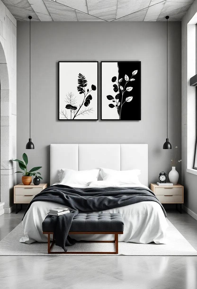 Botanical ⁤Silhouettes: Choose black and white botanical illustrations that bring a⁢ sense of life and freshness while ⁣maintaining a monochromatic palette