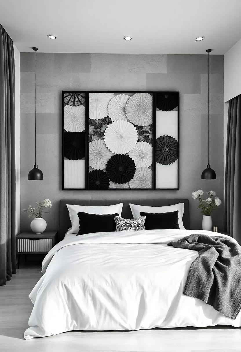 Framed​ Fabric Swatches: ​Use fabric swatches⁣ in black and white framed together to create a unique and tactile art piece that stands out