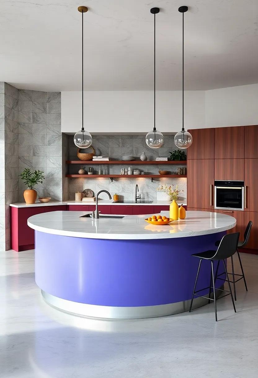 Color Blocking: Discover the ⁢contemporary trend of color blocking with your curved island, allowing for⁣ vibrant contrasts ⁣that uplift ⁢your kitchen’s overall mood