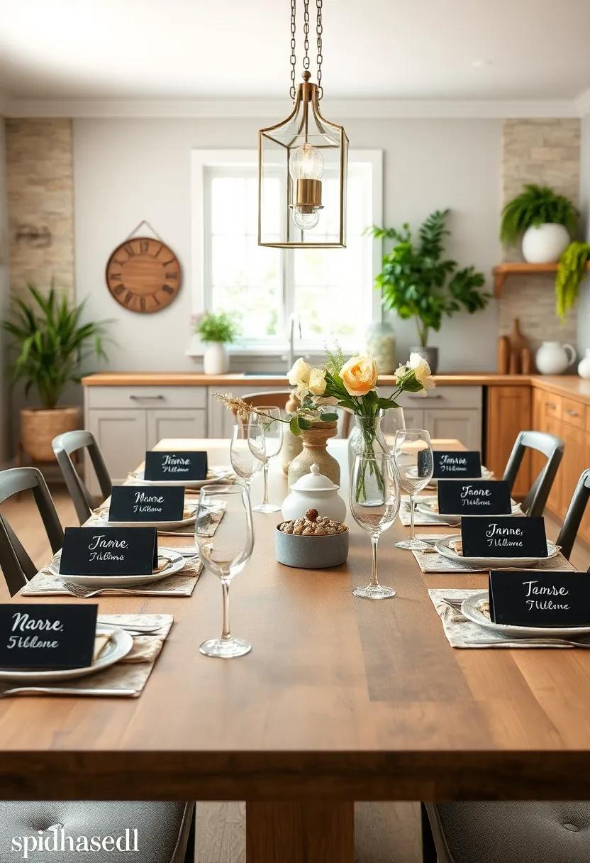 Chalkboard ‍Place Settings: Personalize each dining experience‌ by ‌writing guests'⁤ names or a fun ⁤quote on ⁣small⁣ chalkboards at each setting
