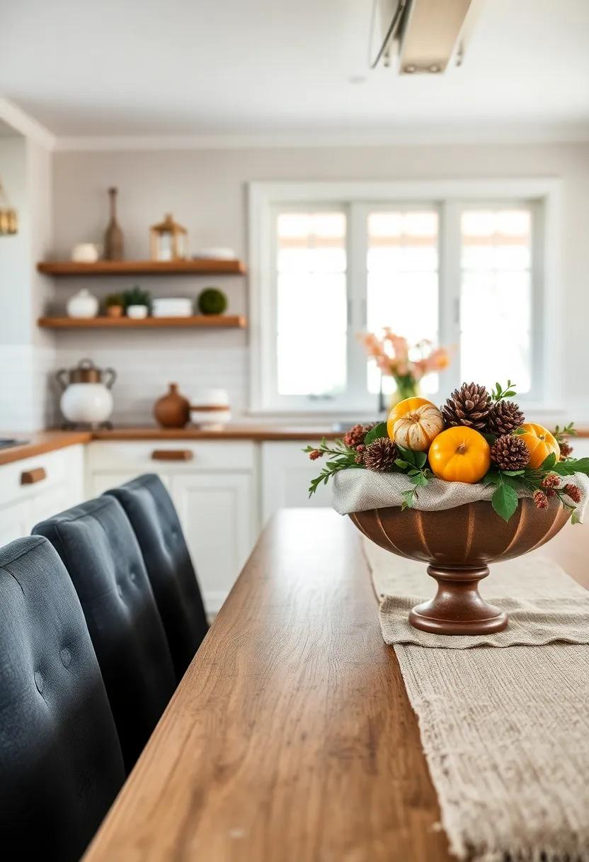 Chic ⁣Centerpiece⁣ Bowls: Showcase an​ eye-catching bowl filled⁣ with‌ fresh fruits or decorative elements‍ like⁣ pinecones ‍or⁢ ornamental gourds