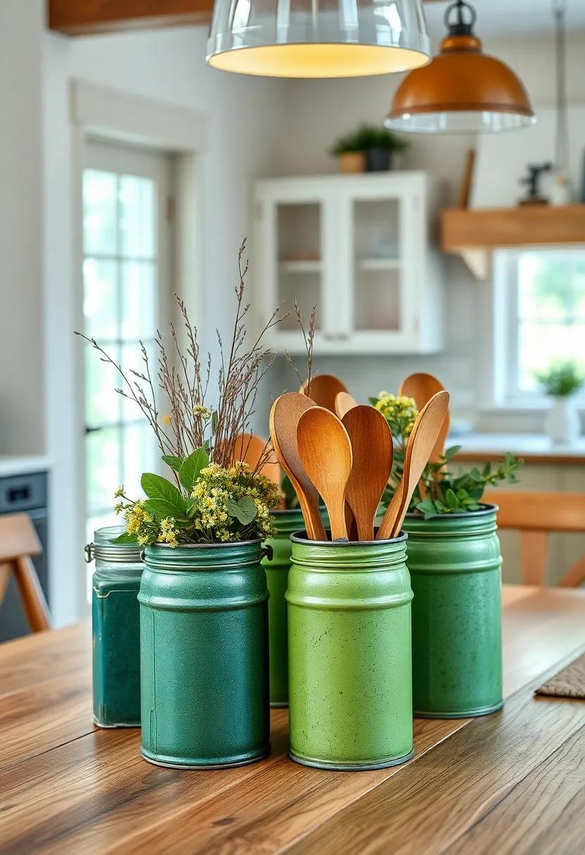 Colorful⁣ Galvanized containers: Fill ⁤metal‌ containers with⁢ wood‍ utensils or cutlery for a rustic ​yet⁣ functional ⁢approach