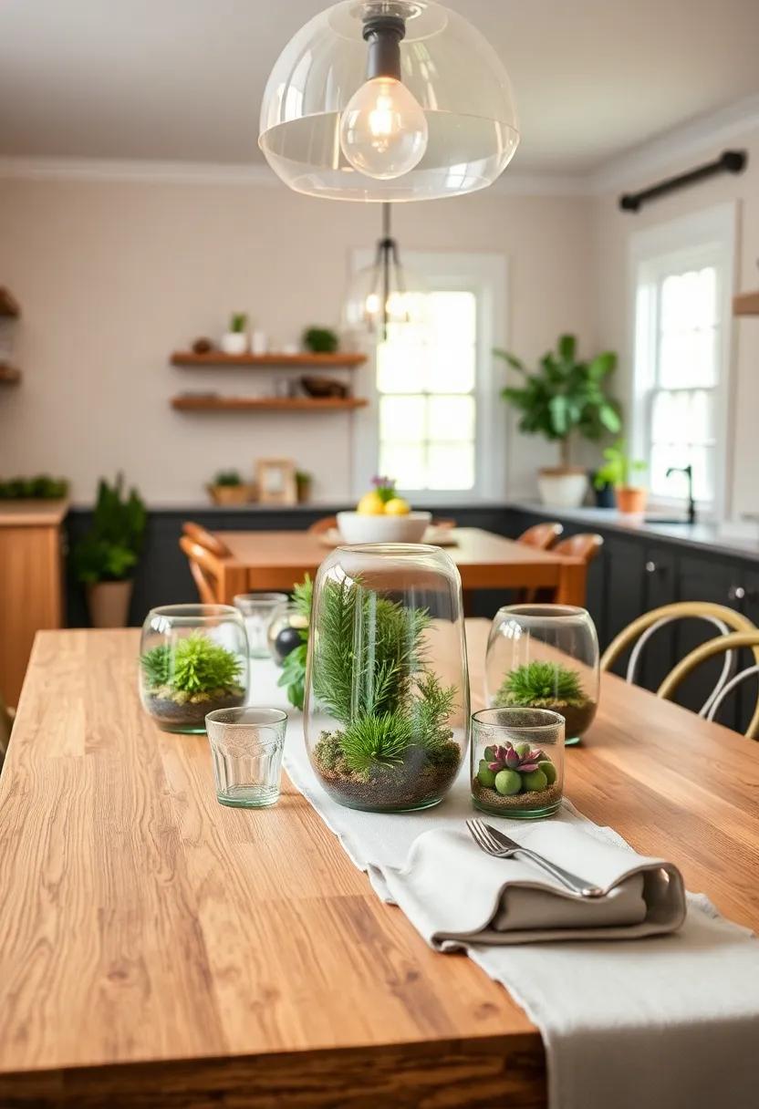 DIY⁢ Terrarium ⁢Centerpieces: create your own ⁤terrarium⁣ to inject⁤ a ‌bit⁣ of greenery into your⁤ dining ⁣space while serving as ⁣a‍ unique conversation piece