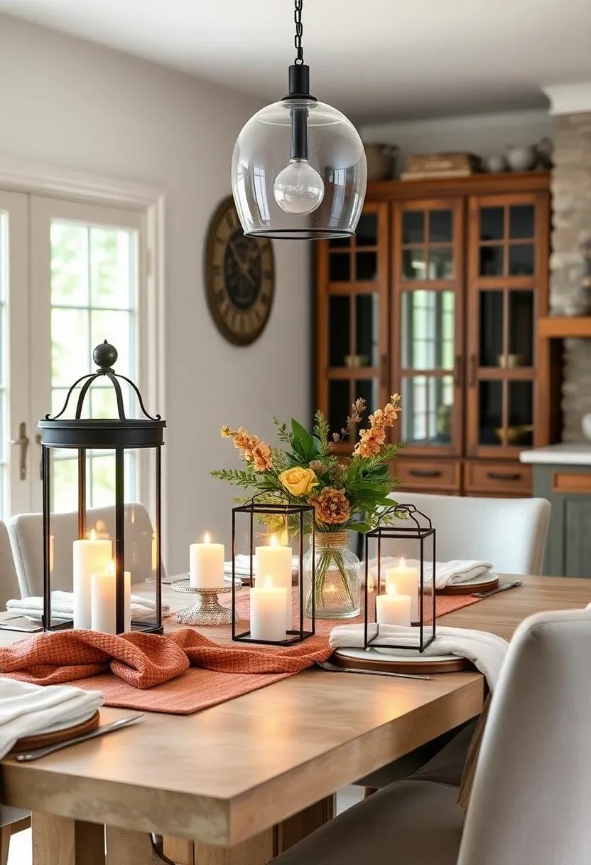 Striking⁤ Centerpiece Lanterns: Add character⁣ with decorative lanterns filled with faux ⁣or real​ candles for that inviting glow