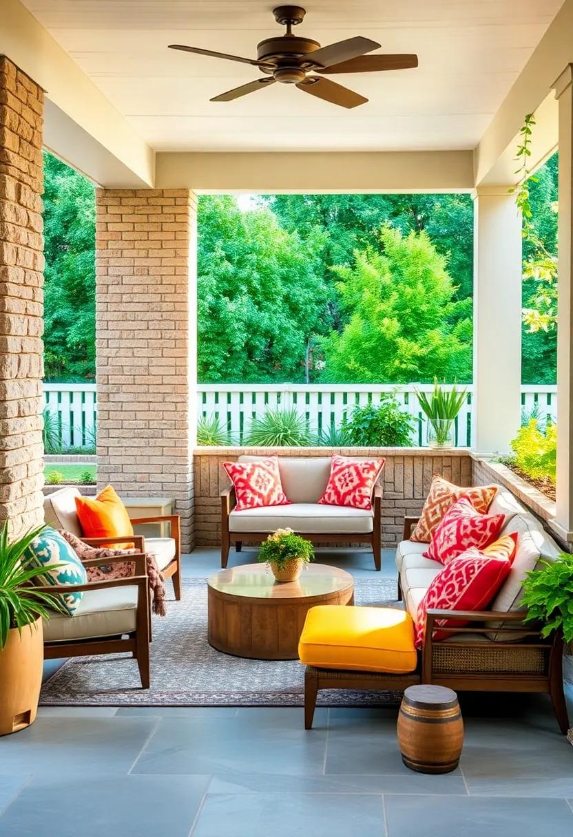 Colorful Outdoor Cushions: Add pops of color and comfort with outdoor⁤ cushions in various patterns, making your seating areas inviting and visually appealing
