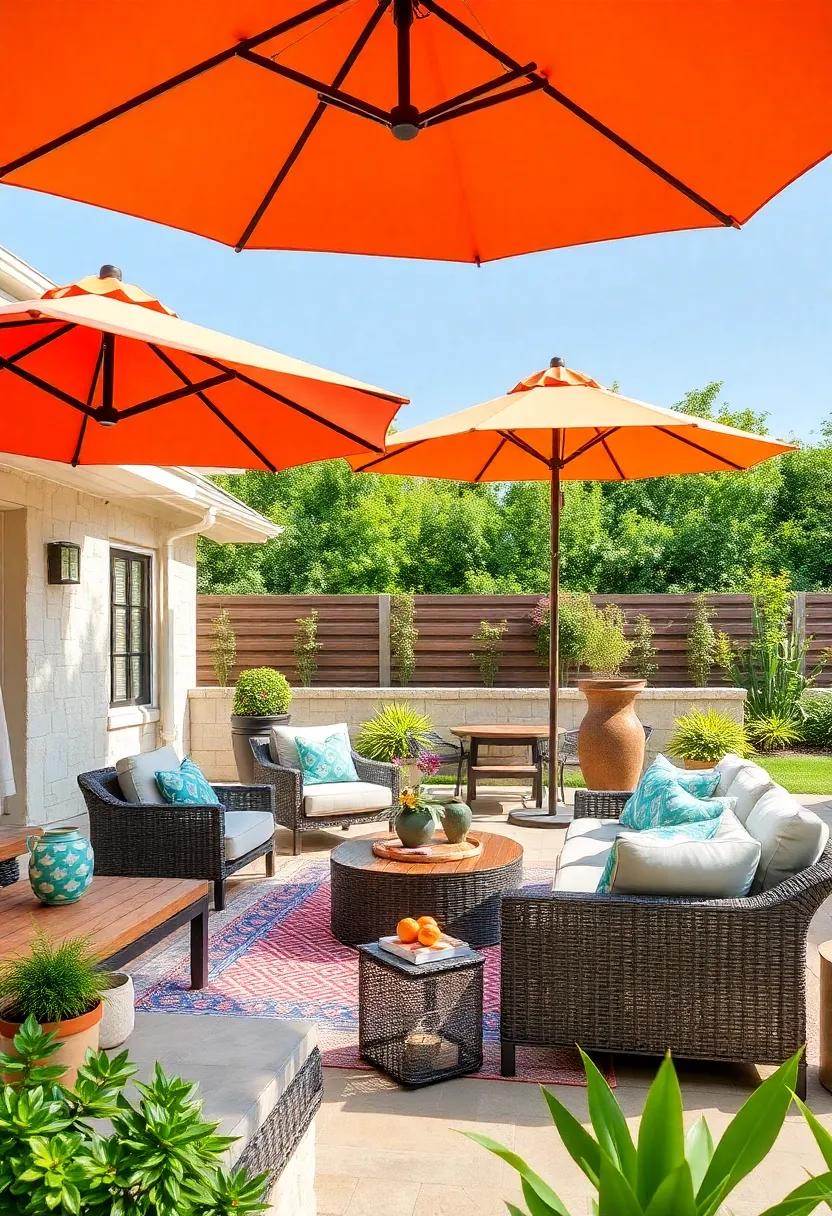 Bold Patio Umbrellas:​ Invest in‌ large, colorful patio umbrellas that provide shade and style, allowing you to enjoy your outdoor space even on sunny days