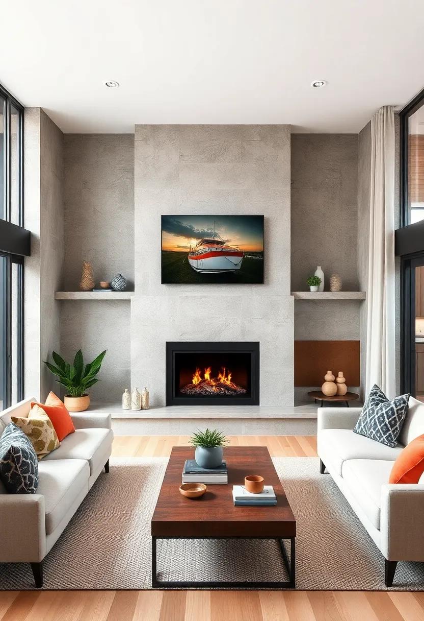 Modern⁣ Fireplaces: Incorporate a sleek, contemporary ‌fireplace design to add both warmth and style to your living​ area