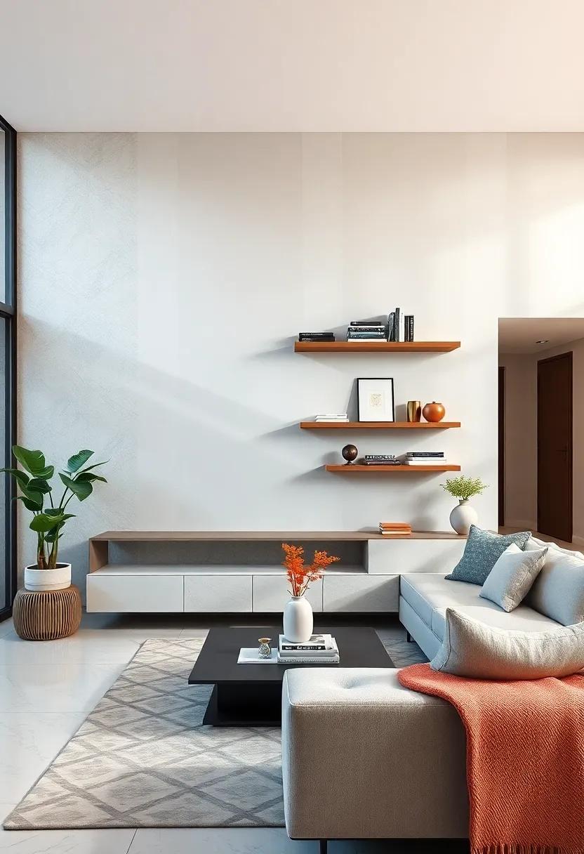 Floating Shelves: ⁣Showcase books,decor items,or art‌ pieces on sleek floating shelves for a modern touch