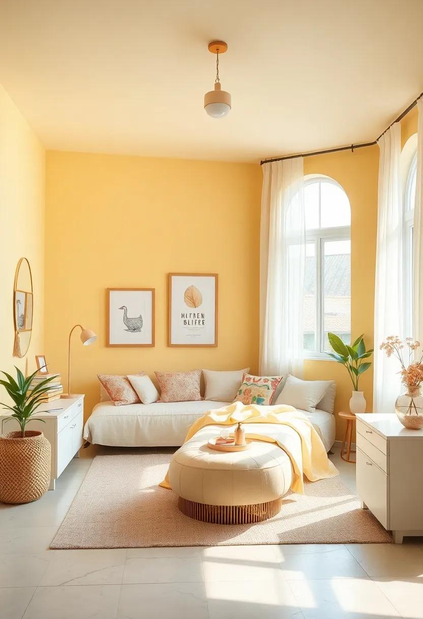 Creamy Yellow: A soft, buttery ⁢yellow brightens up the room ⁤without overwhelming it, creating⁢ a sunlit retreat