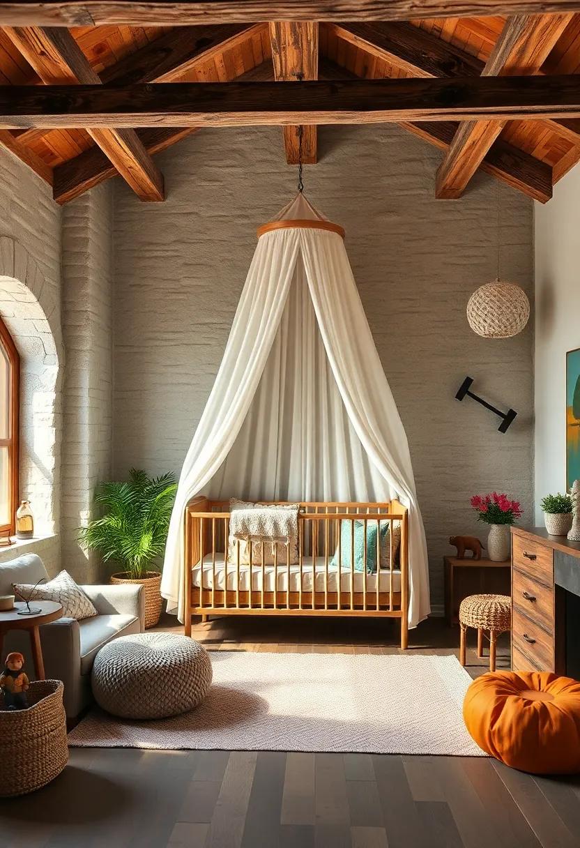 Whimsical Canopy: Drape a gentle canopy above the crib to create a dreamy atmosphere that sparks imagination